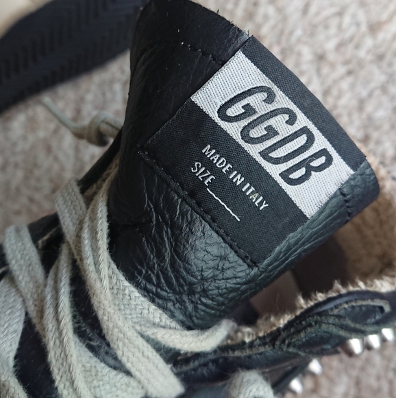 Golden Goose Slide Mid-Top Leather Stud Sneakers in Black size 38 - Picture 7 of 16